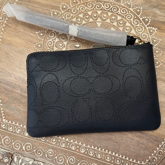 NWT COACH Corner Zip Wristlet In Signature Leather/Midnight Blue - Picture 2 of 6